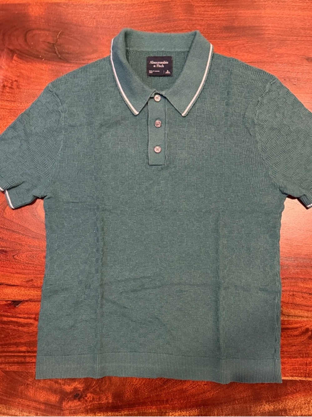 Abercrombie & Fitch Teal Knit Polo with Contrast Trim